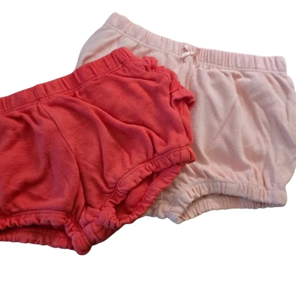 2 Pack Baby Girl Ruffle Butt Bloomers Diaper Covers Pink Coral 3-6 Months